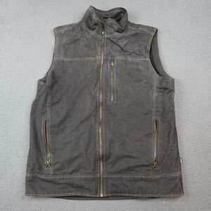 Kuhl Burr Vest Mens Large Brown Canvas Full Zip Workwear Utility Outdoor 1042